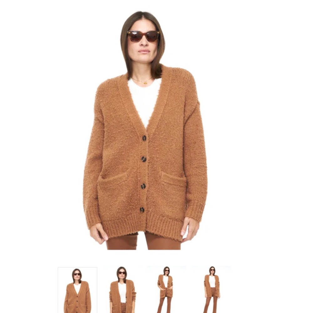 Pistola Grant Teddy Cardigan Cognac Brown Wool Blend P00062048LP Small